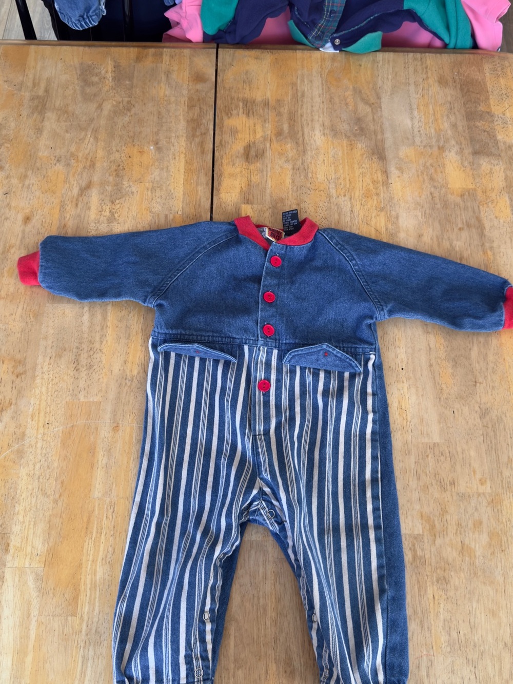 Vintage 90s Buddy Boys 18M Denim
Hickory Stripe Romper Red
Colorblock
